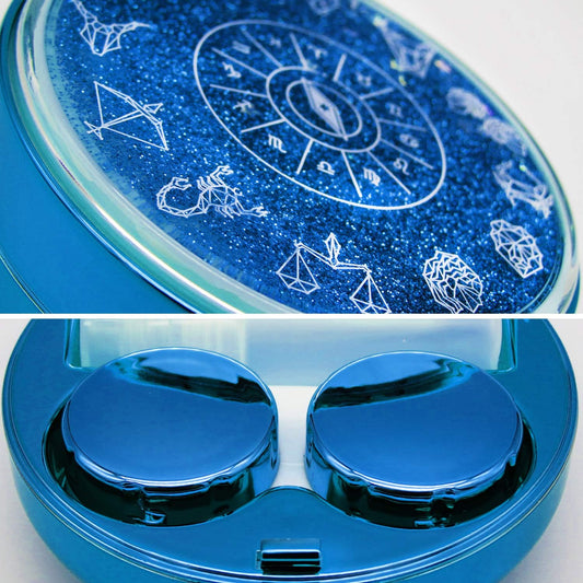Blue Cute Travel Contact Lens Case Kit – Portable Applicator, Mirror & Solution Bottle