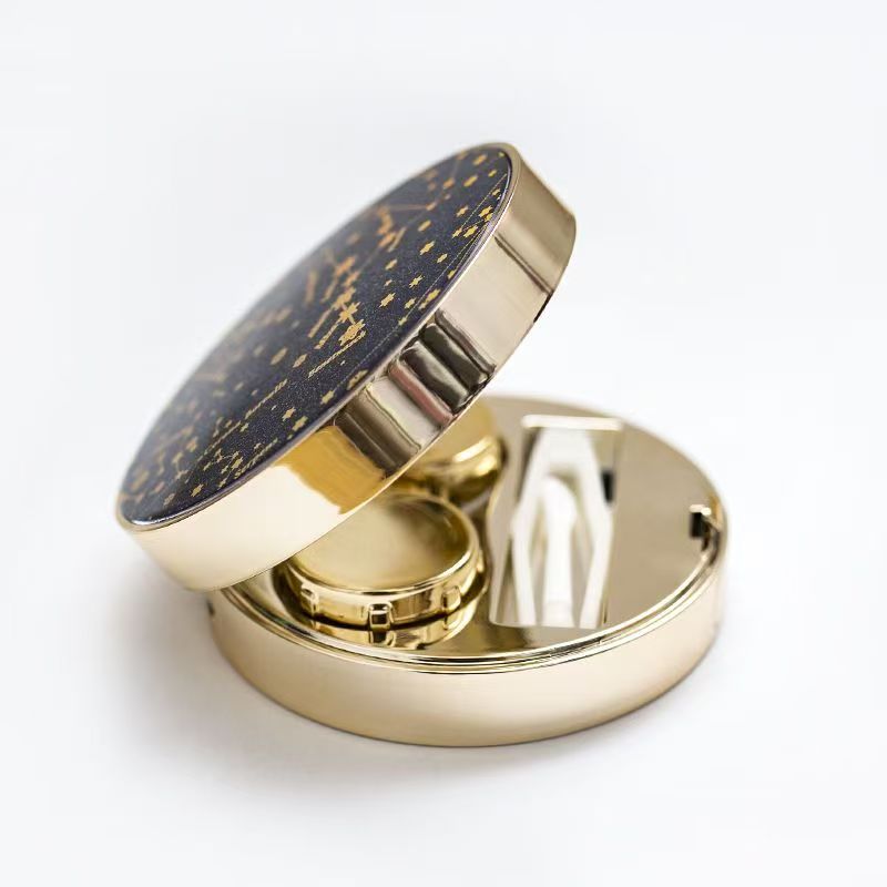 Luxury Glitter Contact Lens Case with Mirror | Portable Travel Lens Box Kit with Tweezer, Applicator, Solution Bottle & Left-Right Marking