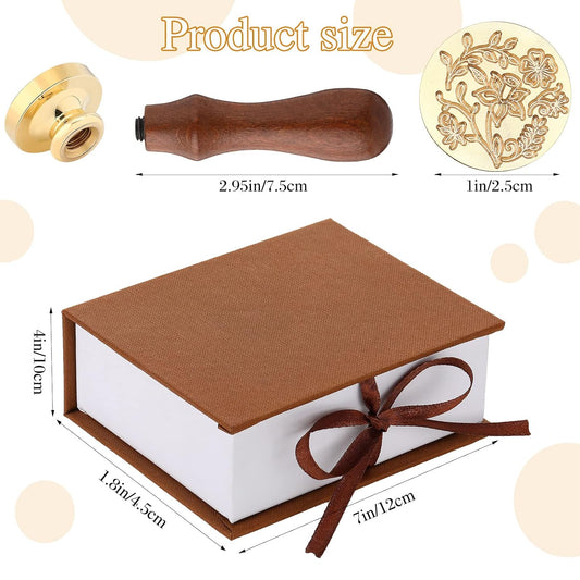 Chrisfall Wax Seal Stamp Gift Box Set 6 Sealing Stamp Heads 1 Wooden Hilt Floral Elegant Botanical Letter Sealing Kit for Wedding Party Invitation, Gift Packaging, Envelope, Cards(Fresh Style)